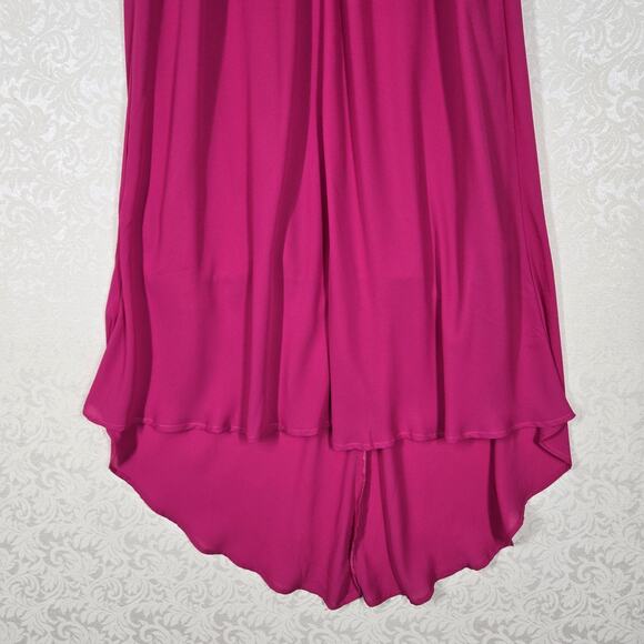Adrienne Vittadini Maxi Slip Dress 8 Fuschia Pink V Neck Spaghetti Straps READ - Picture 4 of 13